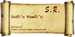 Soós Román névjegykártya